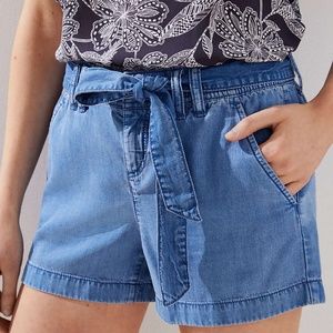 chambray tie shorts